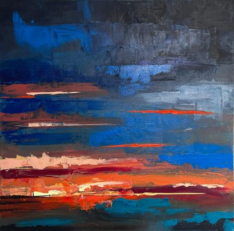 Electric Tide | Original Abstract Acrylic Painting | 61 x 61 cm Box Canvas | Contemporary Coastal Art